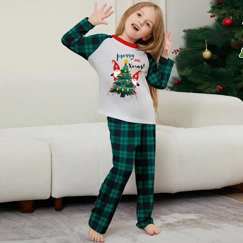 Blue Plaid Merry Christmas Tree Family Matching Pajamas Set Matching Pajamas