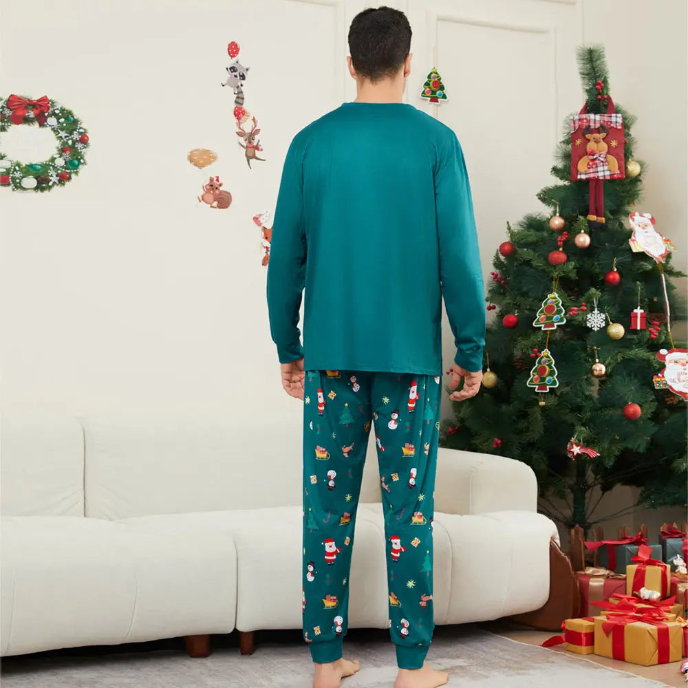 Santa Claus Gift Blue Family Matching Pajamas Set Matching Pajamas
