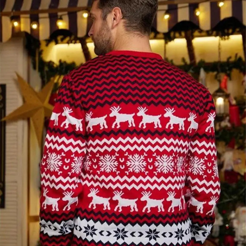 Reindeer & Snowflake Couple Christmas Ugly Sweater Matching Pajamas