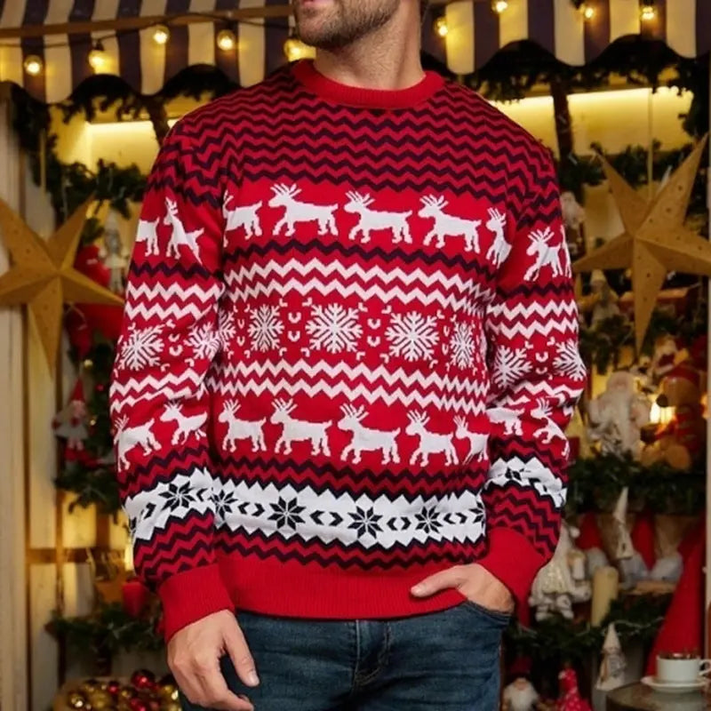 Reindeer & Snowflake Couple Christmas Ugly Sweater Matching Pajamas