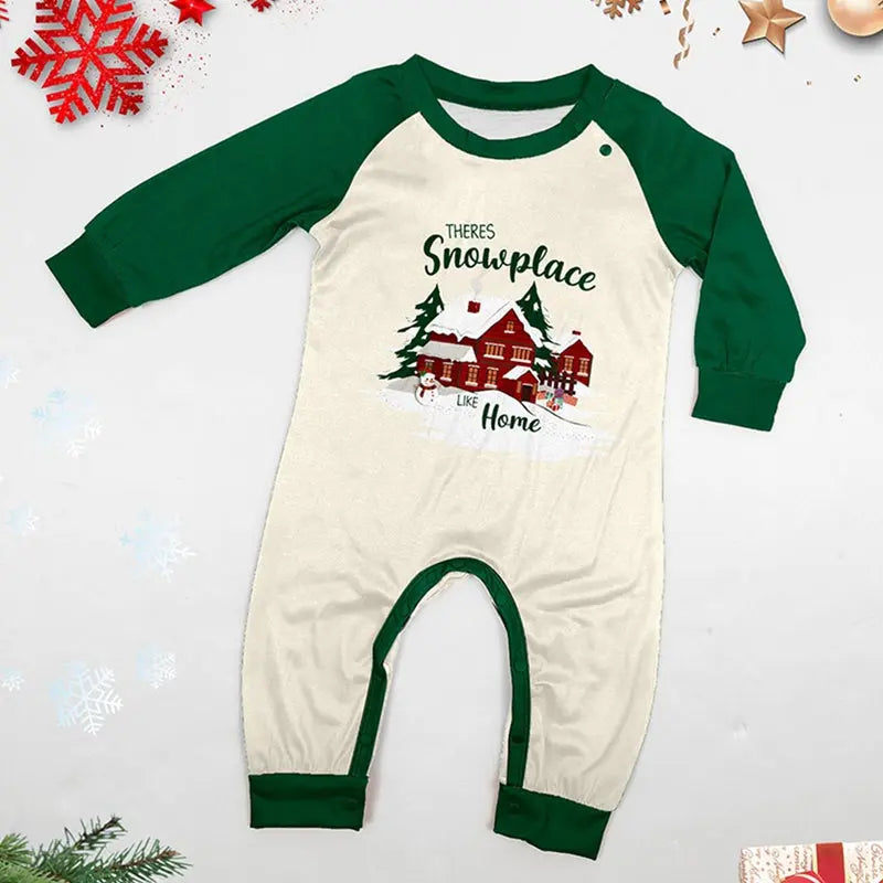 Green There's Snow Place Home Family Matching Pajamas Matching Pajamas