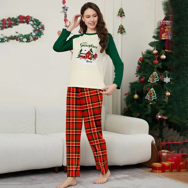 Green There's Snow Place Home Family Matching Pajamas Matching Pajamas