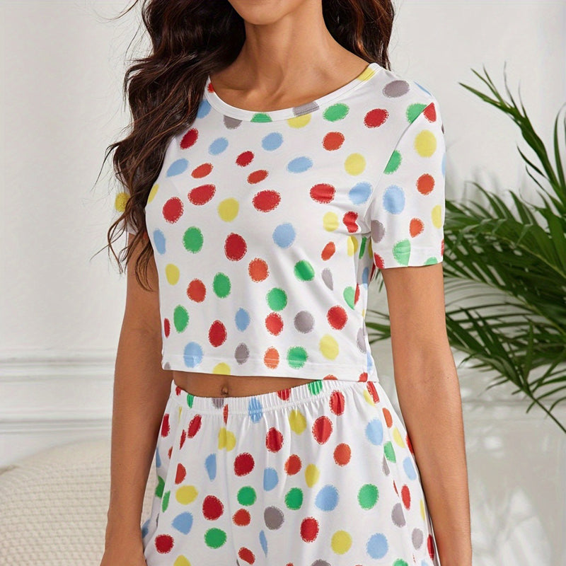 Rainbow Dot Short-Sleeved Women's Pajamas