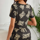 Printed Short Sleeved Women's Pajamas