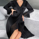 Black Satin Women Robe Pajamas